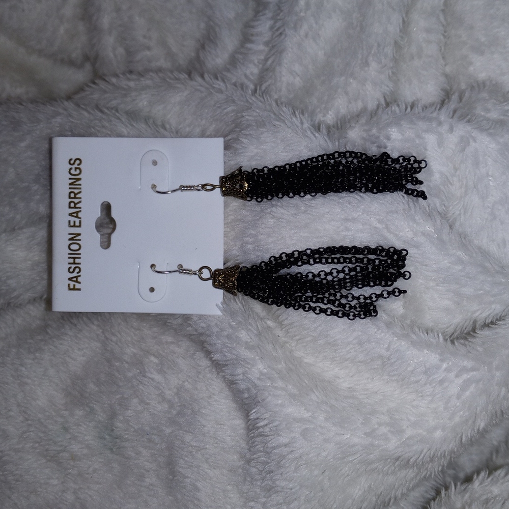 Black Chain Tassel Earrings 21